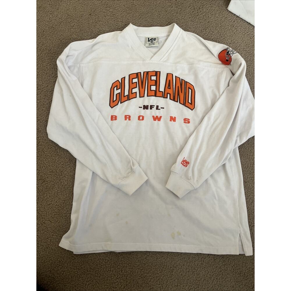 Vintage Cleveland Browns Shirt Mens Large Brown NFL Long Sleeve Lee XL Poor Cond